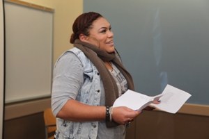 Student doing a presentation during class 